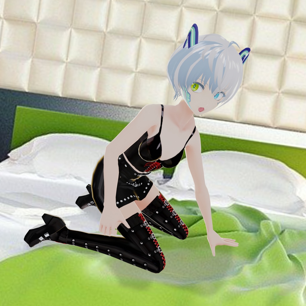 【VRoidテクスチャ素材】サイバーゴシック風コート【瑠璃】(セット物)