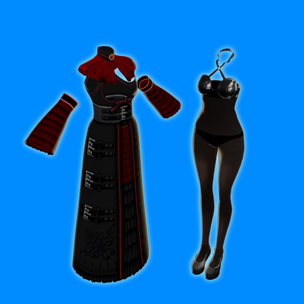 【VRoidテクスチャ素材】霊装玄夢【ゴシック風コート】