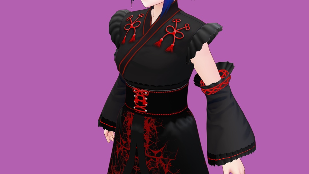 【VRoidテクスチャ素材】黒巫女装束(コートモデル)【月読】