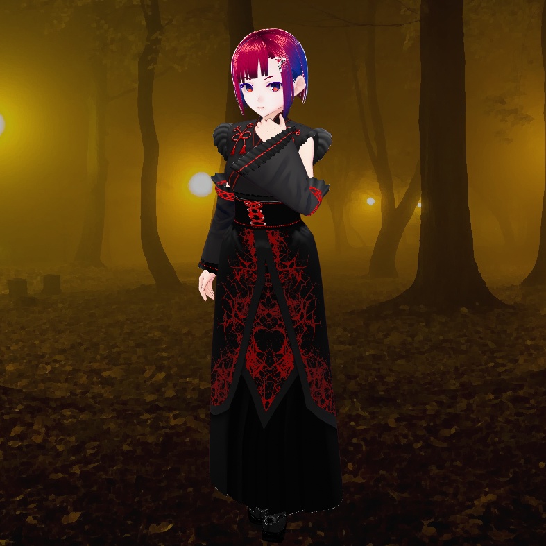 【VRoidテクスチャ素材】黒巫女装束(コートモデル)【月読】