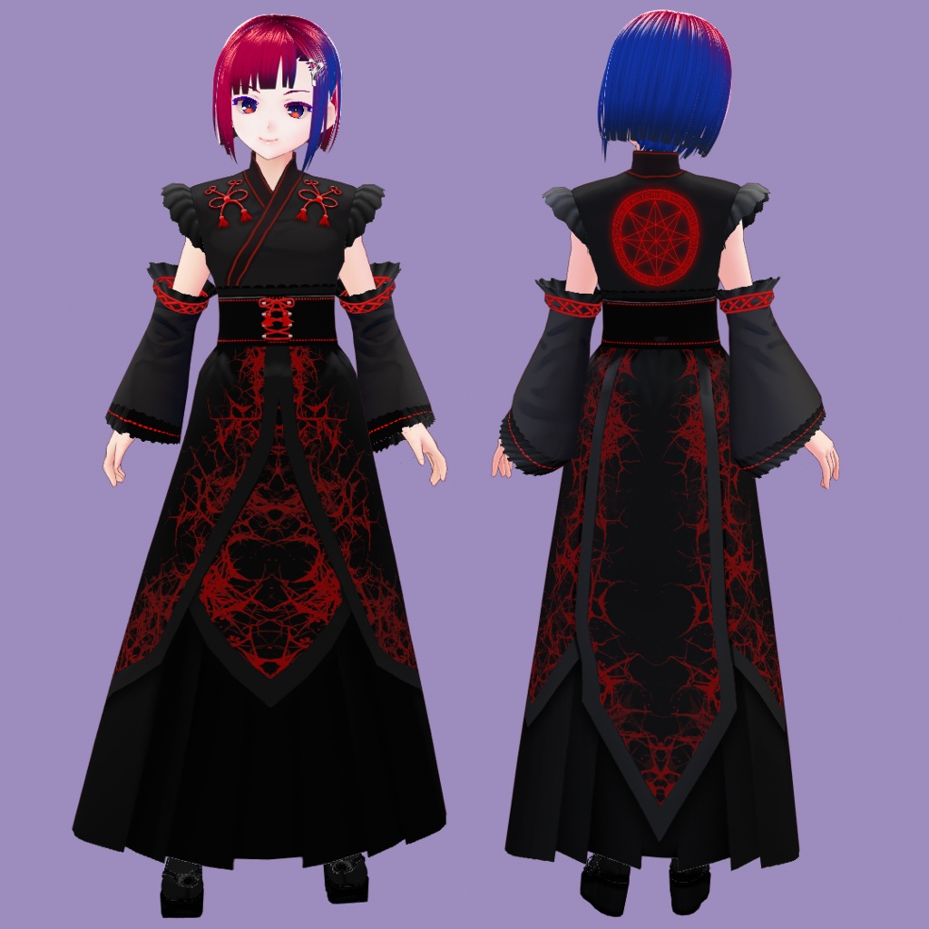 【VRoidテクスチャ素材】黒巫女装束(コートモデル)【月読】