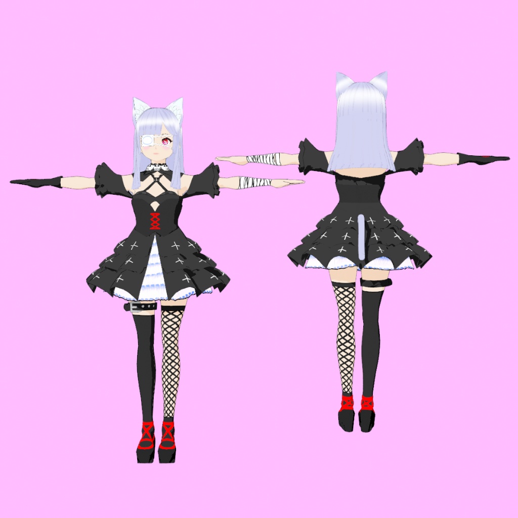 【VRM】闇の魔女猫 Dark witch cat【3Dアバター】