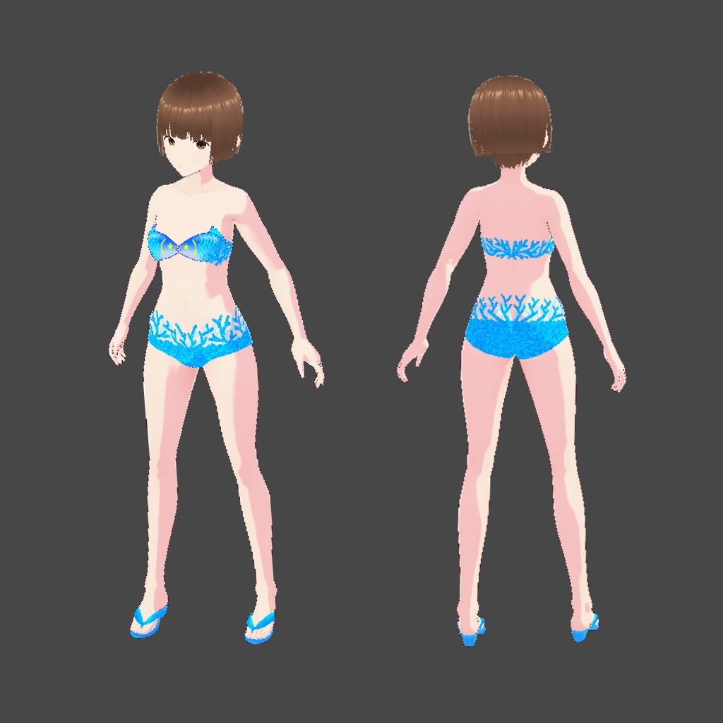 【VRoidテクスチャ素材】おさかなサンゴの水着【水着】