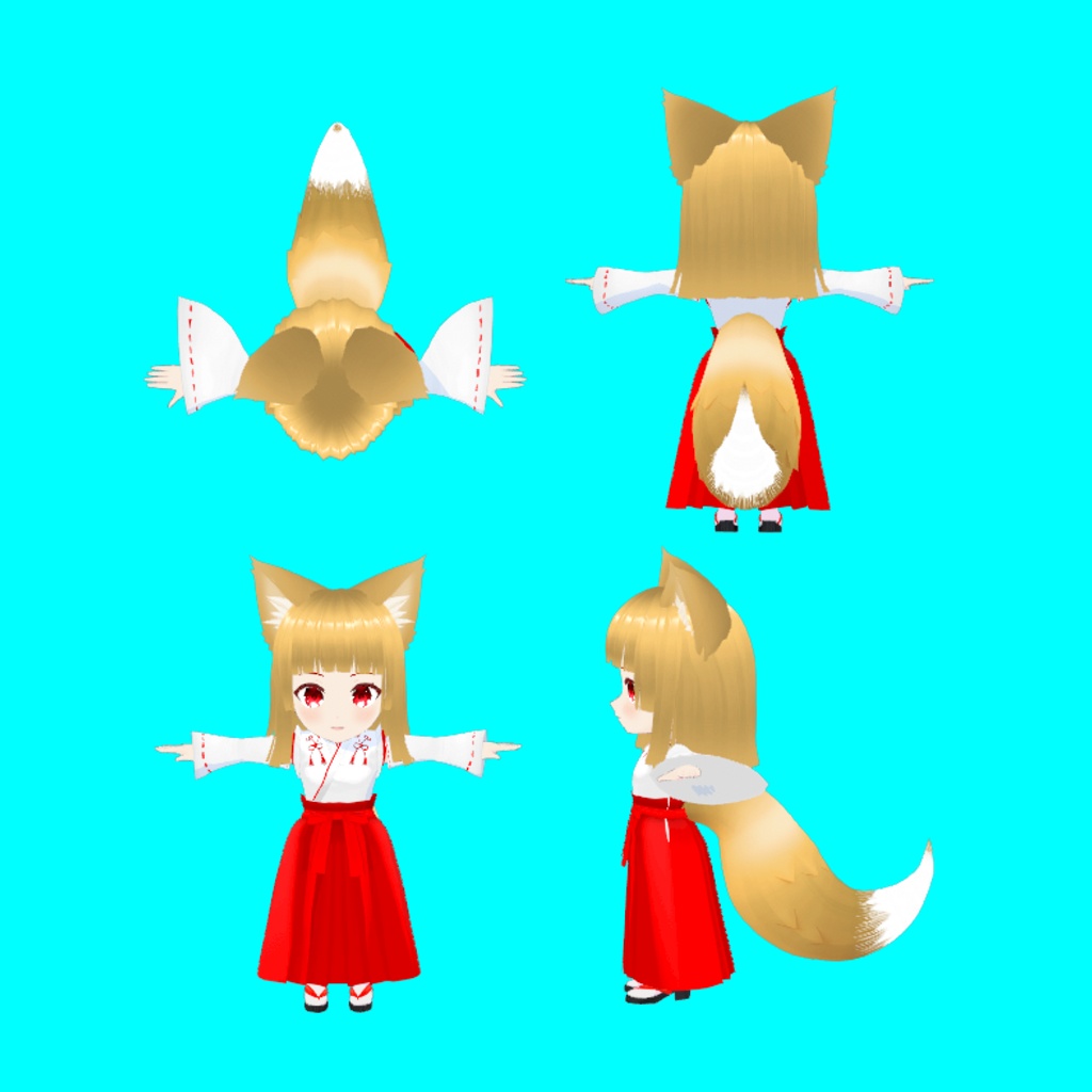 【3Dモデル】狐巫女のコマミコちゃん【VRM】