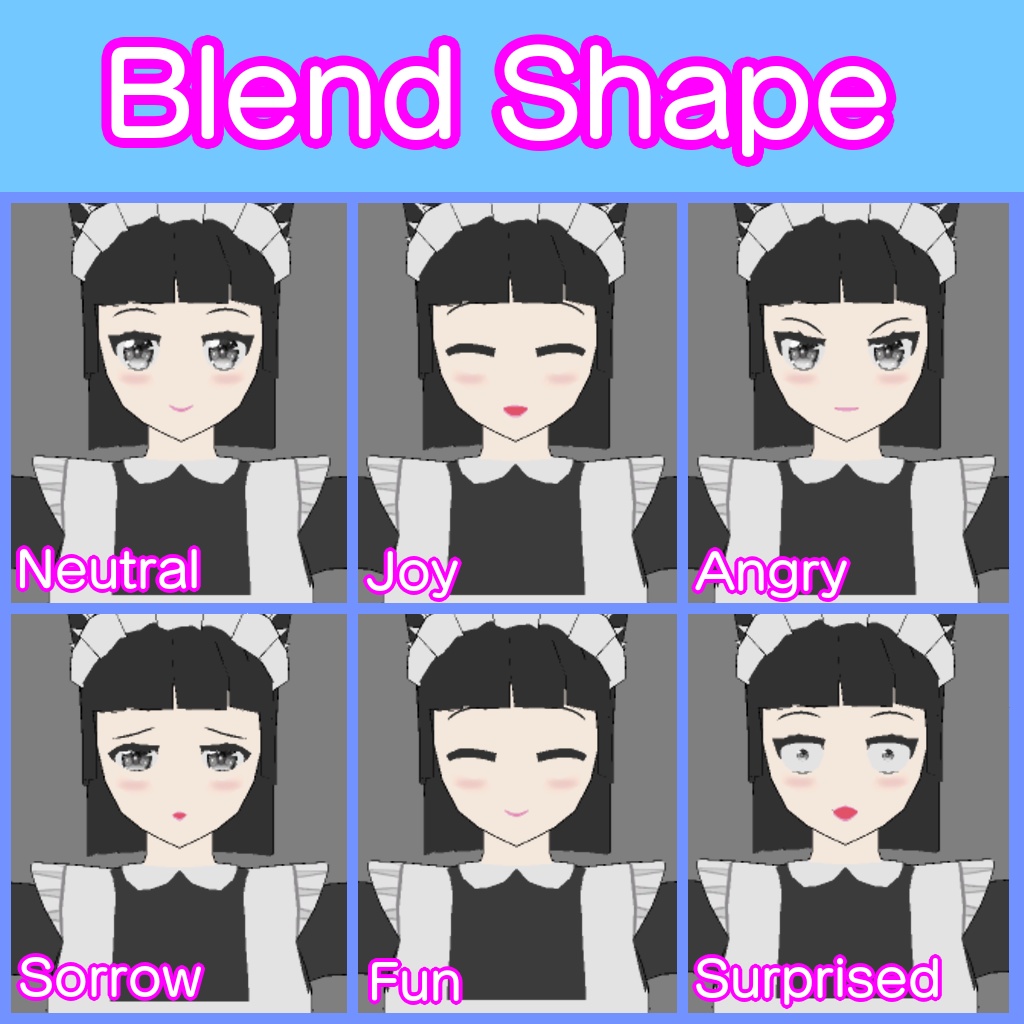 【VRM3Dモデル】ローポリ猫耳メイドさん Type2【アバター】