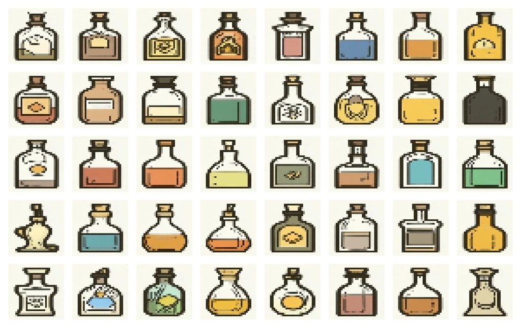【商用可】RPG Potions Pixel Art / 32x32 ドット絵ポーション素材集 Vol.1