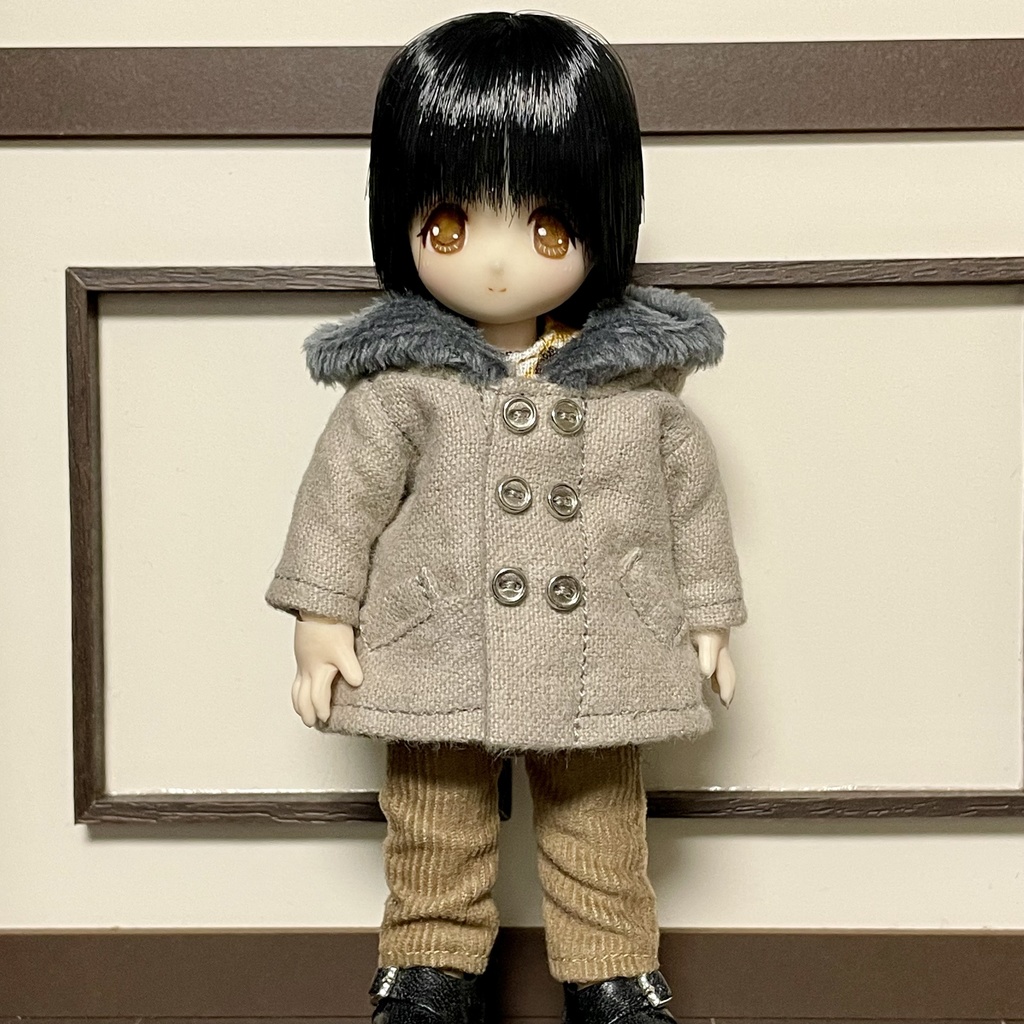 オビツ11 ボアフードコート(グレージュ)