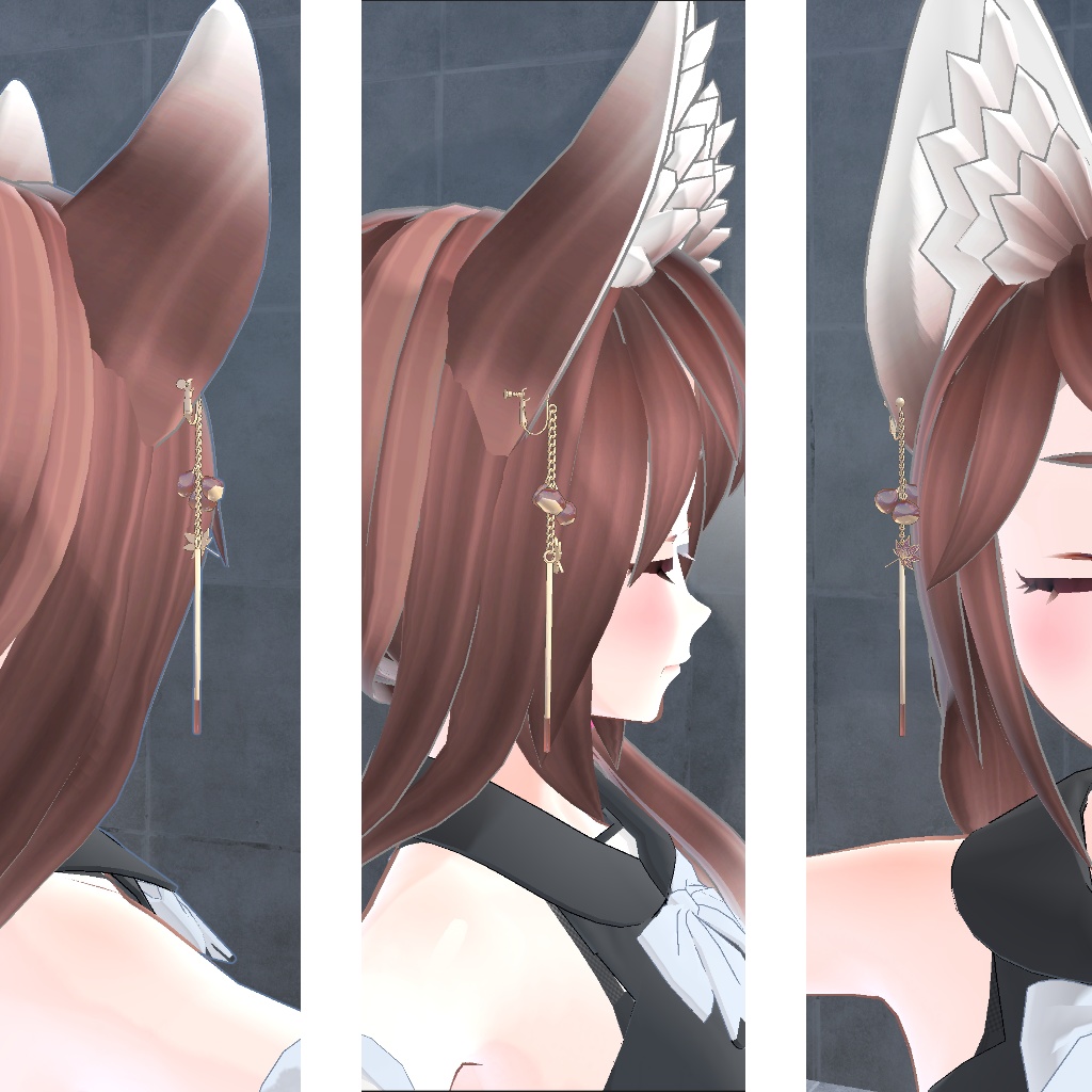 オリジナル3Dモデル『栗と紅葉のイヤリング』