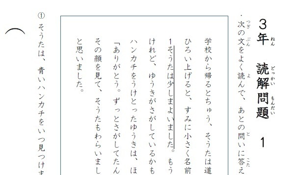 小学３年生　国語　読解問題　３題セット