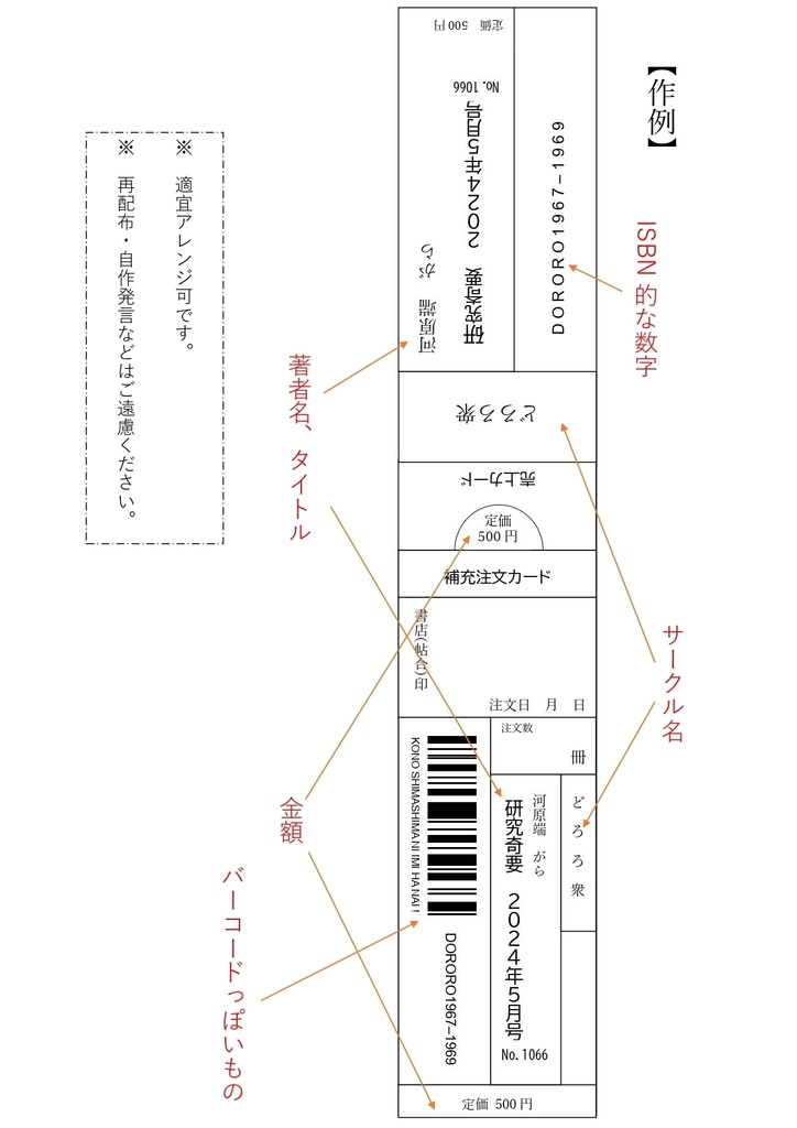 【無配】書店スリップっぽいものが作れるフォーマット