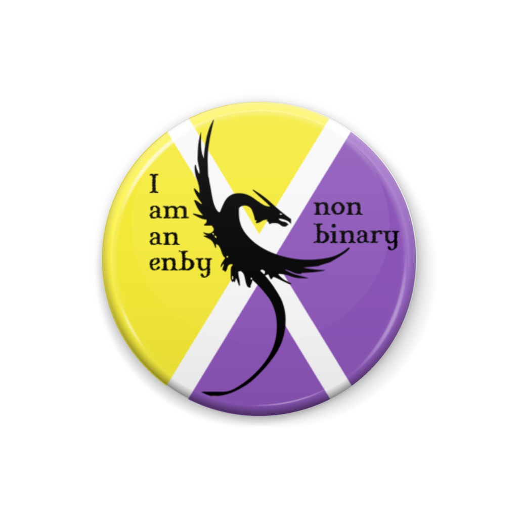 ノンバイナリー <I am an enby> 缶バッジ Dragon ver.