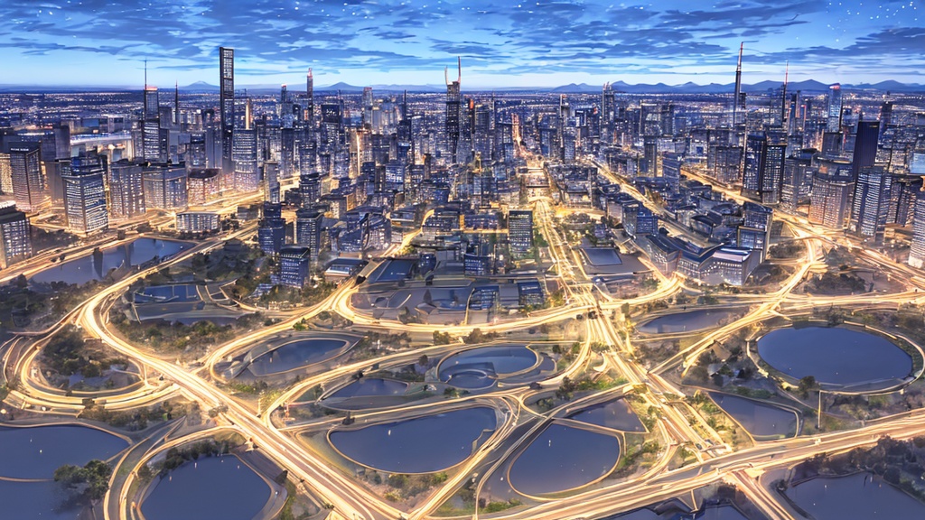 イラスト素材　大都市の夜１１枚セット(1920*720）
