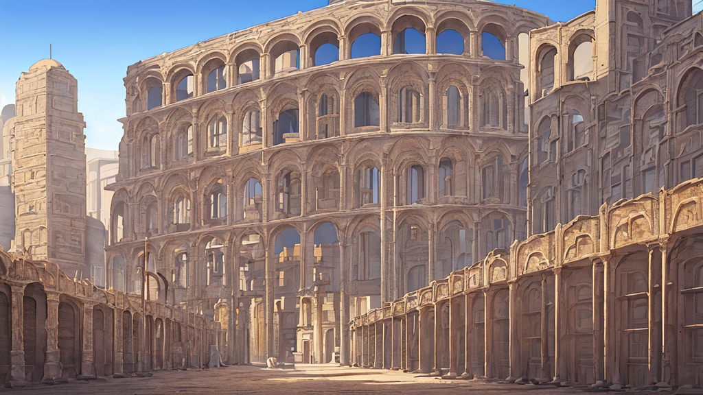 イラスト素材　古い建造物５枚セット（1920*720）