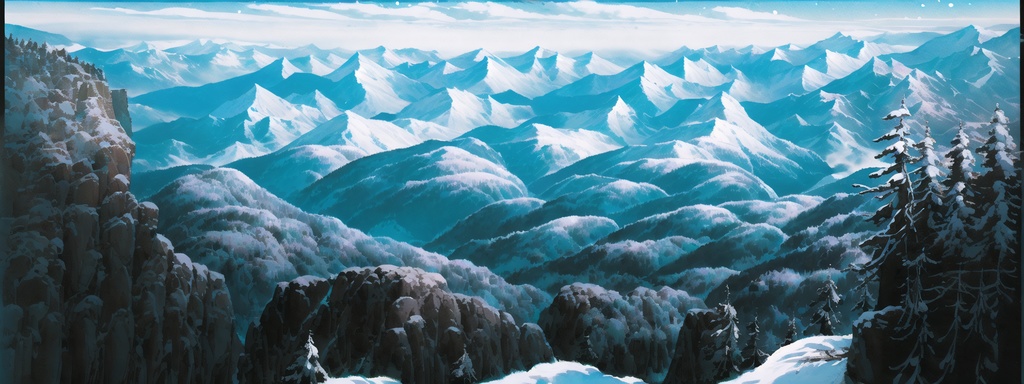 イラスト素材　大自然の雪山３枚セット（1920*720）