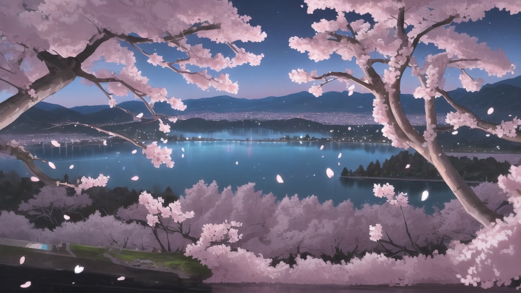 湖の桜９枚セット