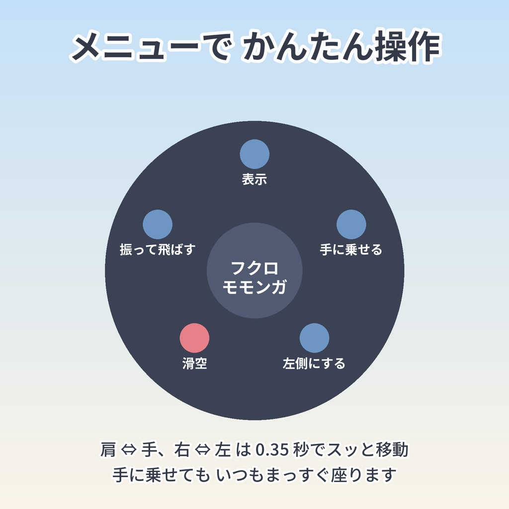 【VRChat】滑空するフクロモモンガ 肩乗りペット【Modular Avatar対応】