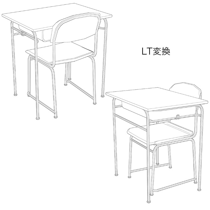 学校の机&椅子(クリスタ、コミスタ、フォトショ用の3D素材)