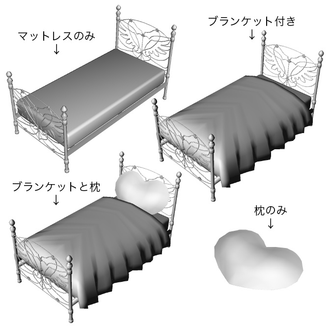 天使のベッド(クリスタ、コミスタ、フォトショ用の3D素材)