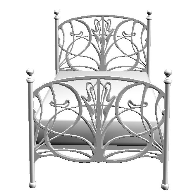 アールヌーボー調のベッド(クリスタ、コミスタ、フォトショ用の3D素材)