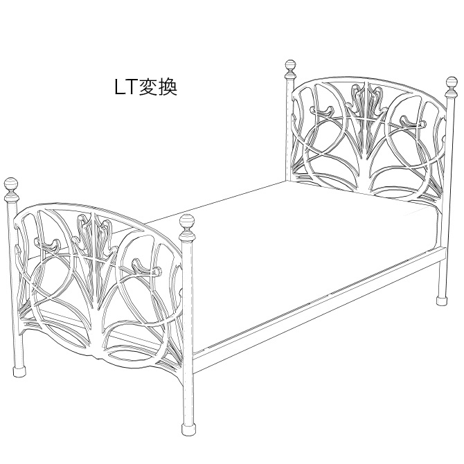 アールヌーボー調のベッド(クリスタ、コミスタ、フォトショ用の3D素材)
