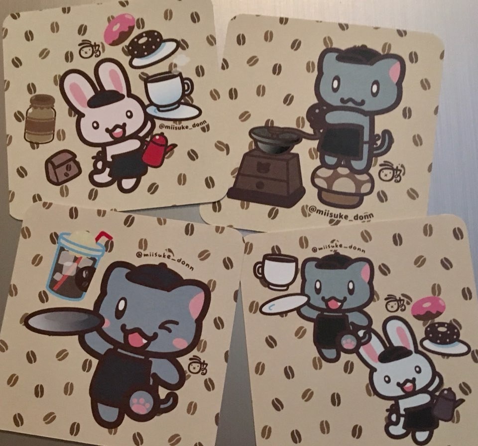 猫＆うさぎカフェ店員角丸カードセット
