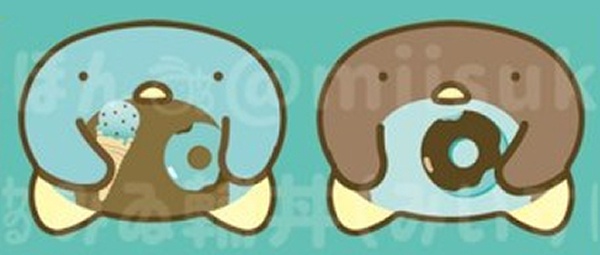 チョコミント色ペンギンのカンバッジセット