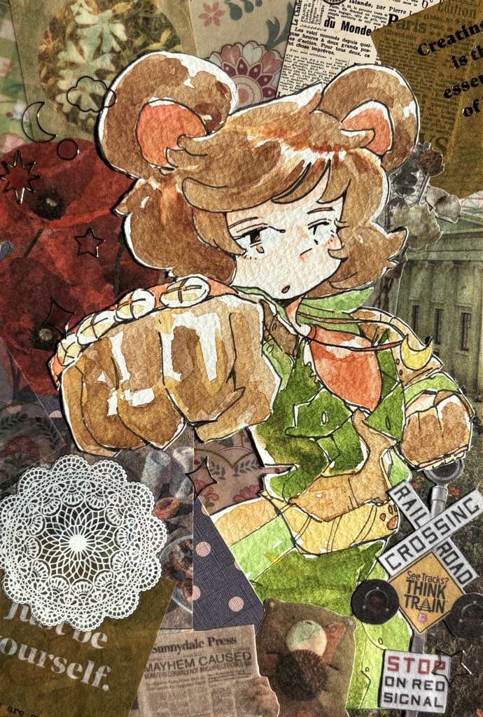 コラージュポストカード《くま》