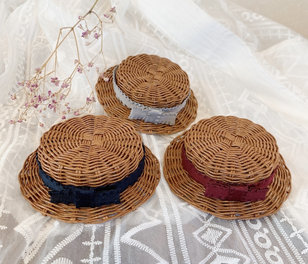 【10cm ぬい用】フリルリボンのカンカン帽