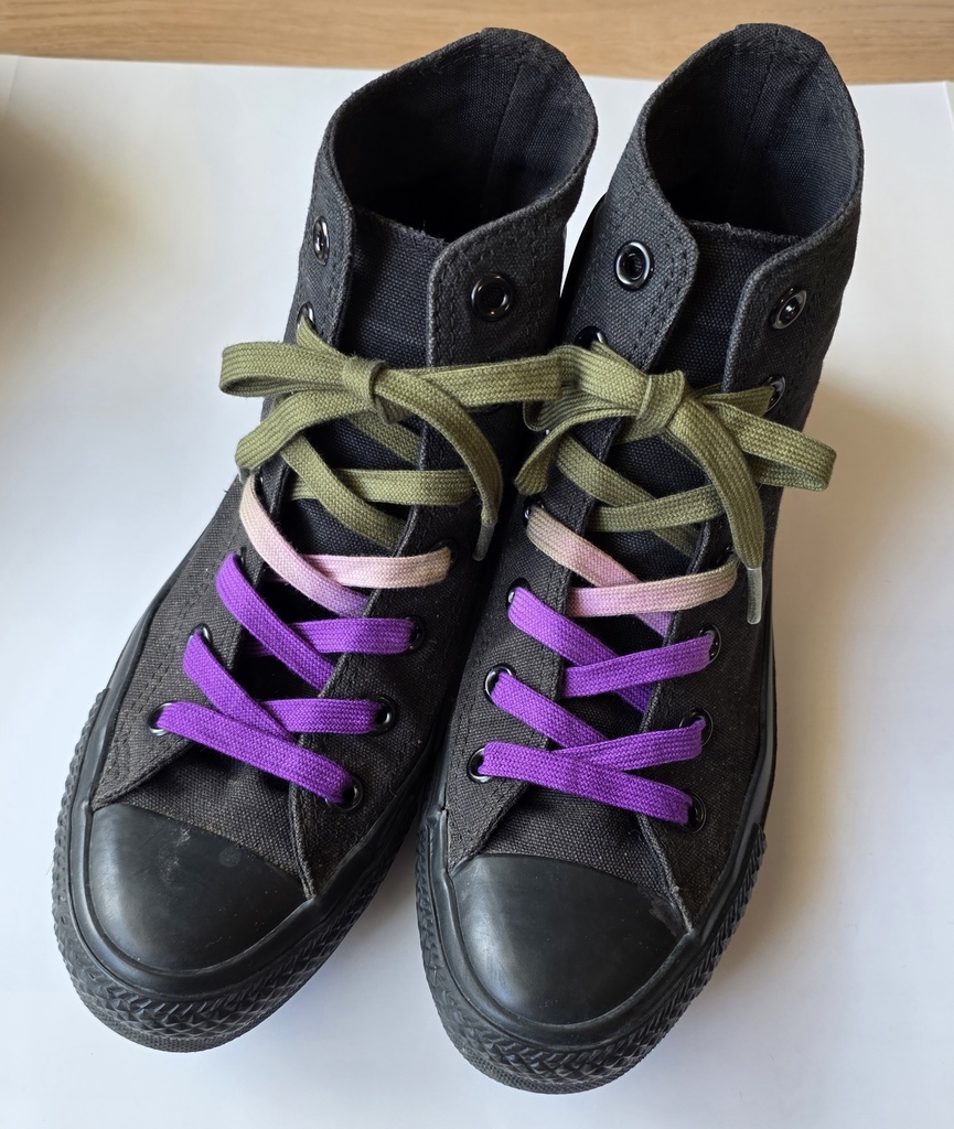 【靴紐】緑×紫(110cm)