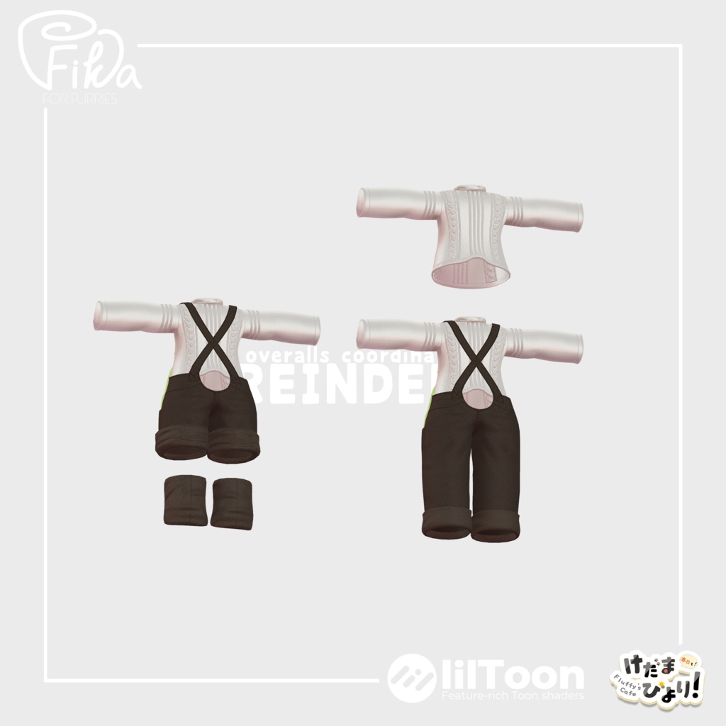 【VRChat想定3Dモデル】オーバーオールコーデ「Reindeer」
