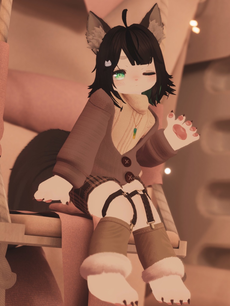 【VRChat想定3Dモデル】カーディガンコーデ「ChocoMoca」