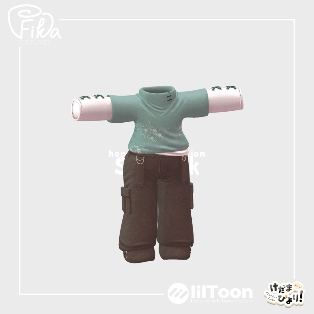 【VRChat想定3Dモデル】パーカーコーデ「Skylark」