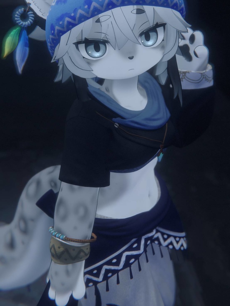 【VRChat想定3Dモデル】灰島ちゃん向けエスニックコーデ「BlouVlam」