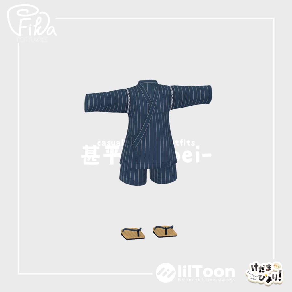 【VRChat想定3Dモデル】カジュアルサマーコーデ「甚平-Jinbei-」
