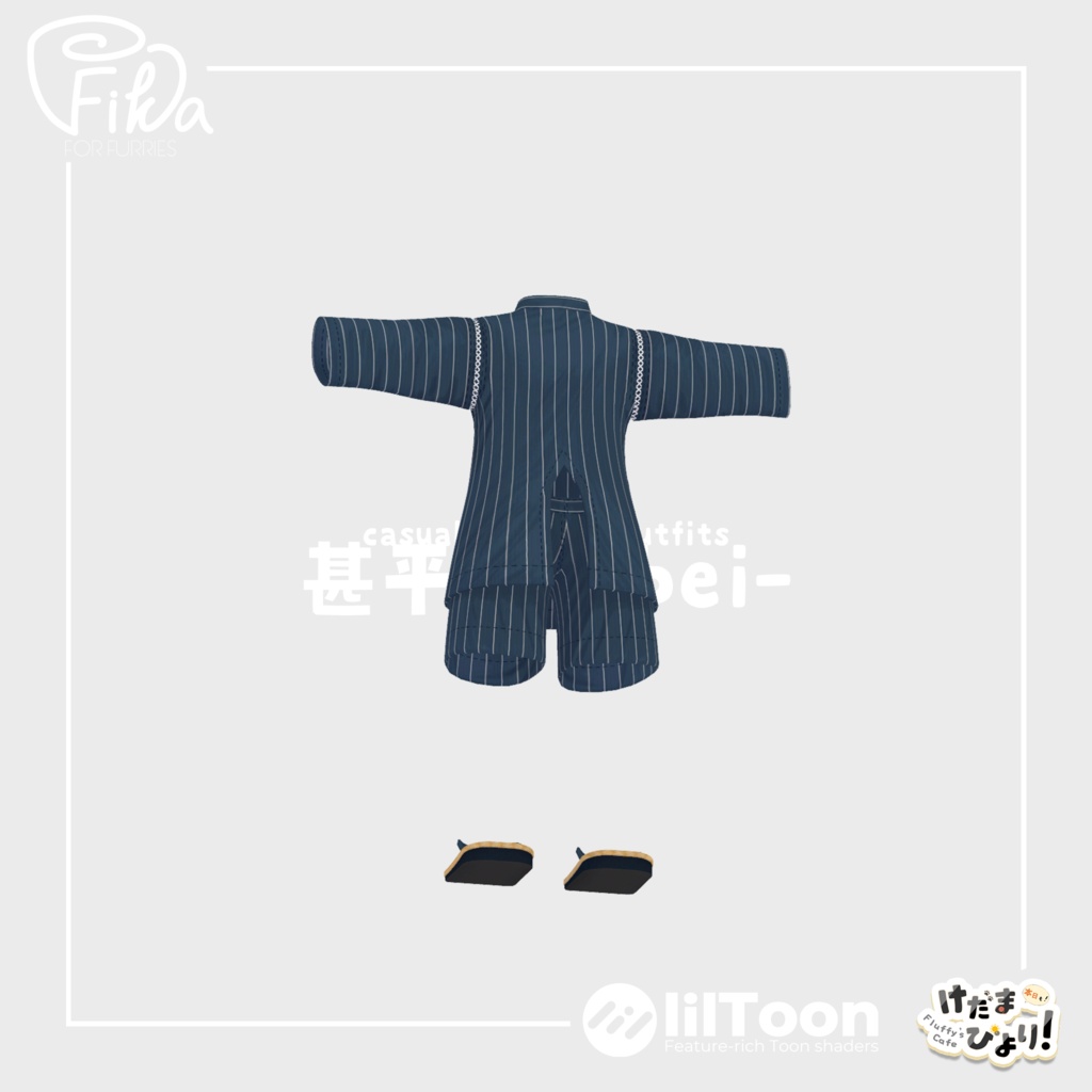 【VRChat想定3Dモデル】カジュアルサマーコーデ「甚平-Jinbei-」