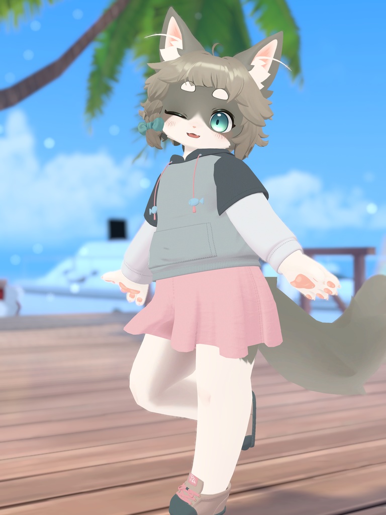 【VRChat想定3Dモデル】リナちゃん向けコーデ「そらねこ-Flygande katt-」