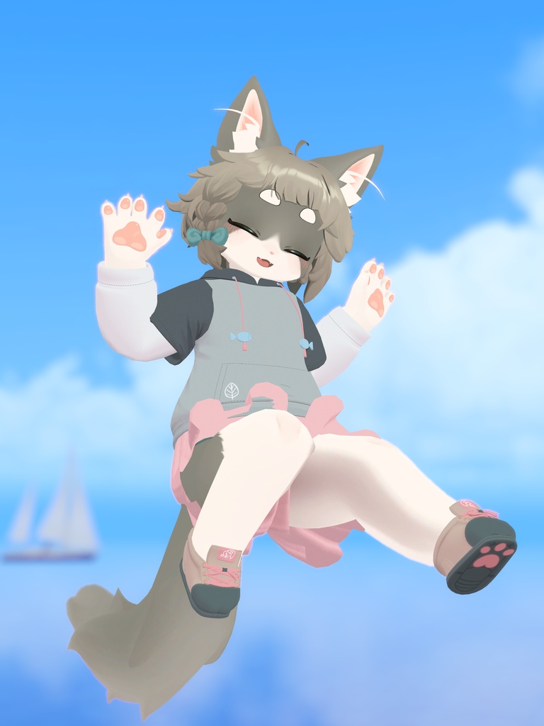 【VRChat想定3Dモデル】リナちゃん向けコーデ「そらねこ-Flygande katt-」