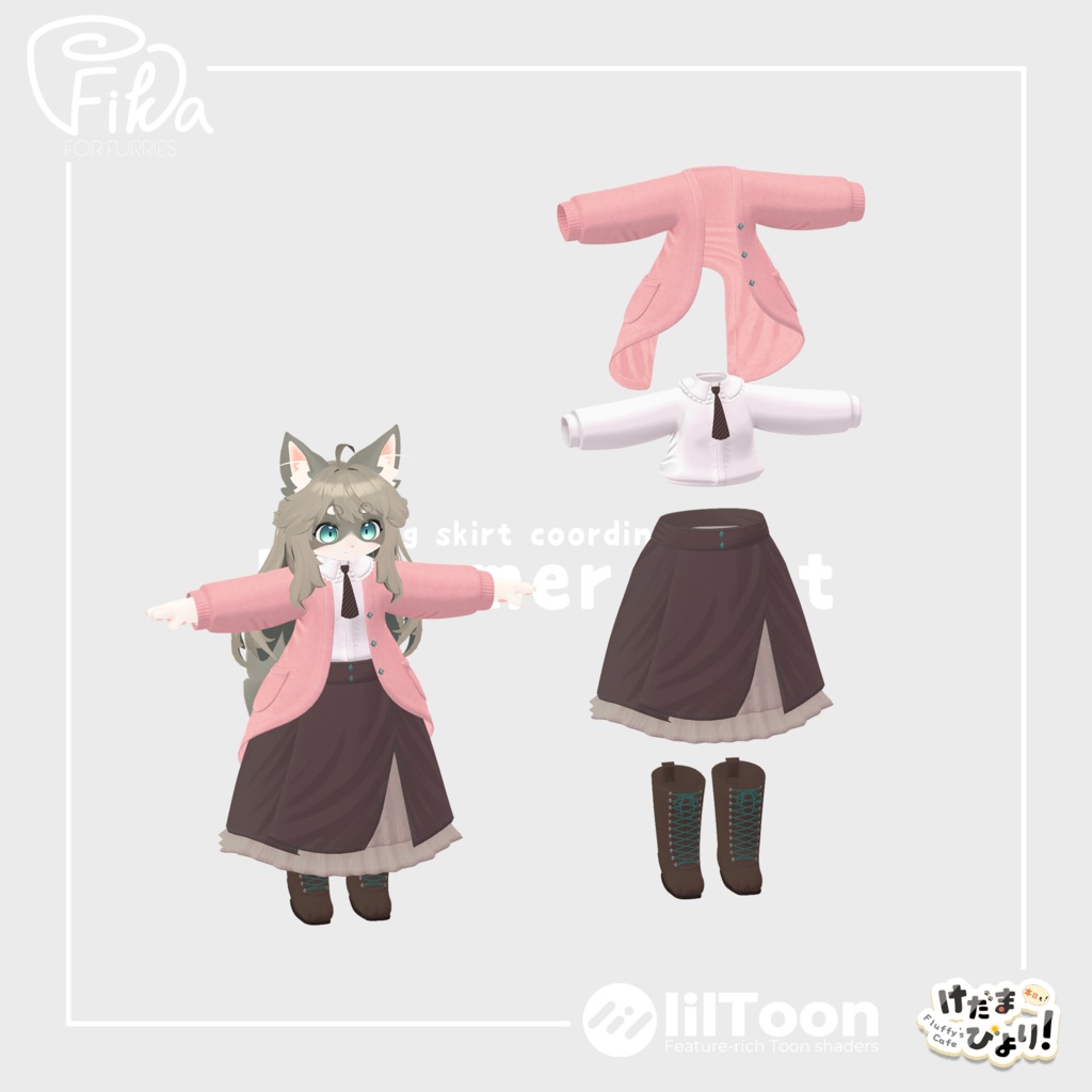 【VRChat想定3Dモデル】リナちゃん向けコーデ「ゆめねこ-Drømmer katt-」