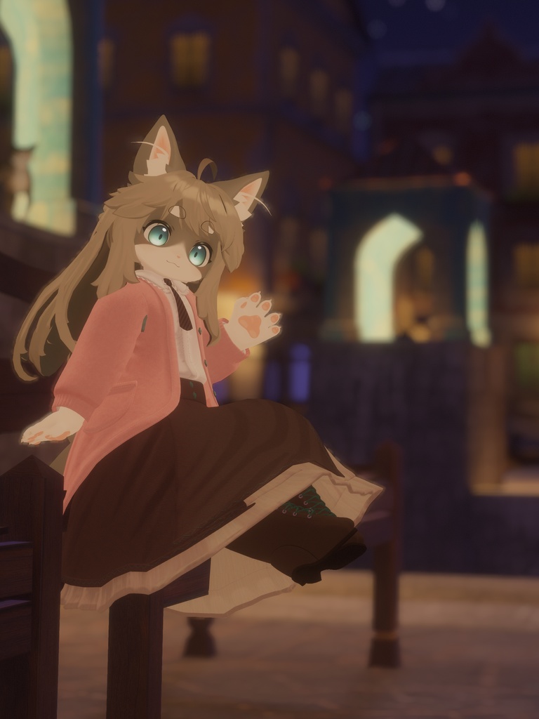 【VRChat想定3Dモデル】リナちゃん向けコーデ「ゆめねこ-Drømmer katt-」