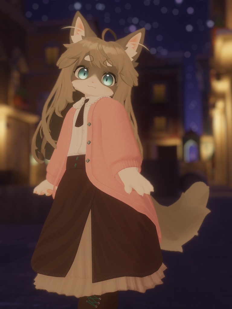 【VRChat想定3Dモデル】リナちゃん向けコーデ「ゆめねこ-Drømmer katt-」