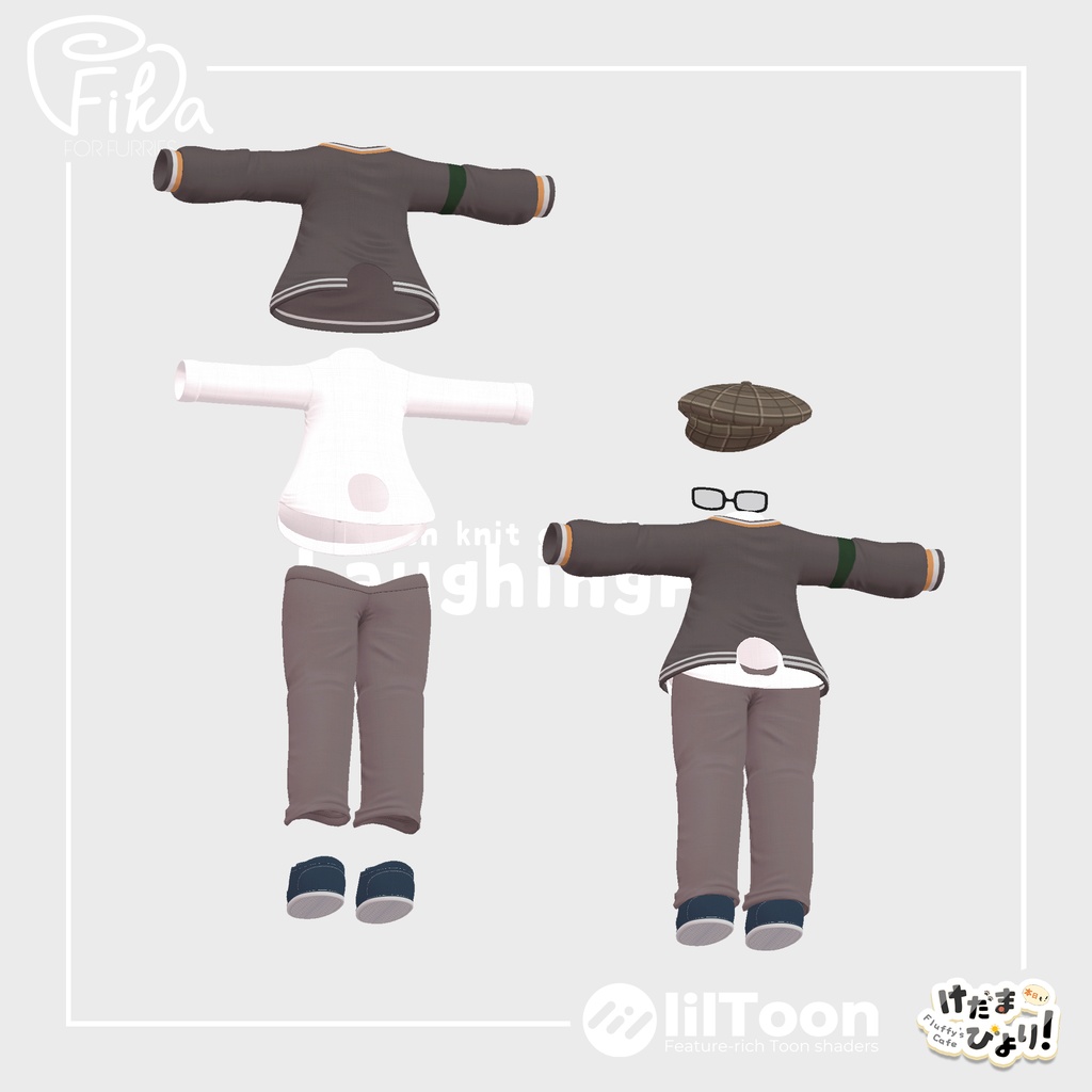【VRChat想定3Dモデル】チルデンニットコーデ「LaughingFox」