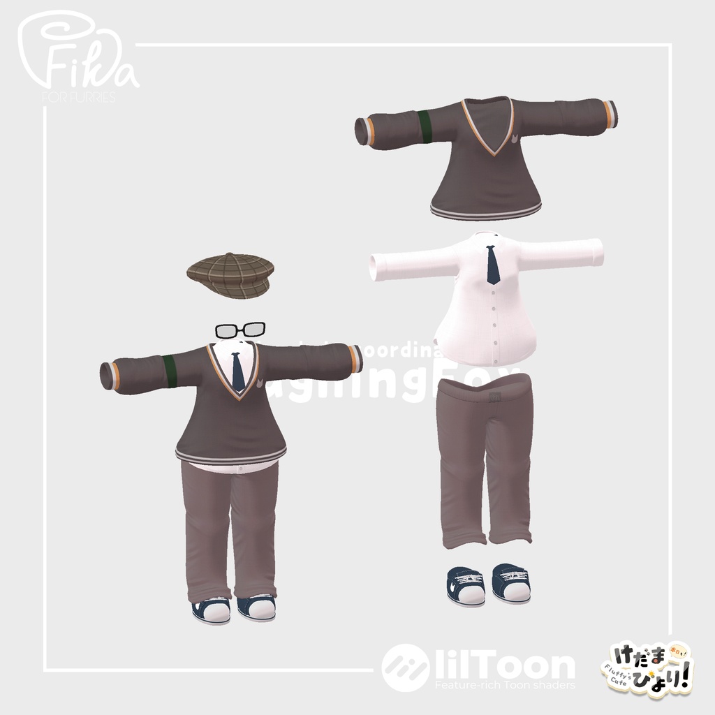 【VRChat想定3Dモデル】チルデンニットコーデ「LaughingFox」