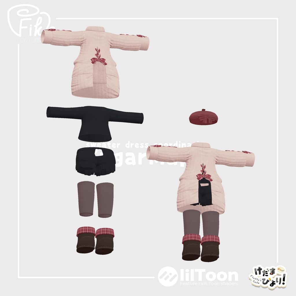 【VRChat想定3Dモデル】ニットワンピコーデ「SugarMaple」