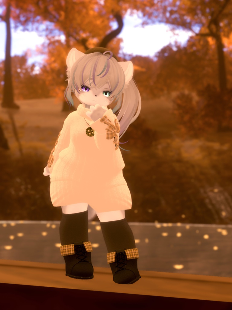 【VRChat想定3Dモデル】ニットワンピコーデ「SugarMaple」