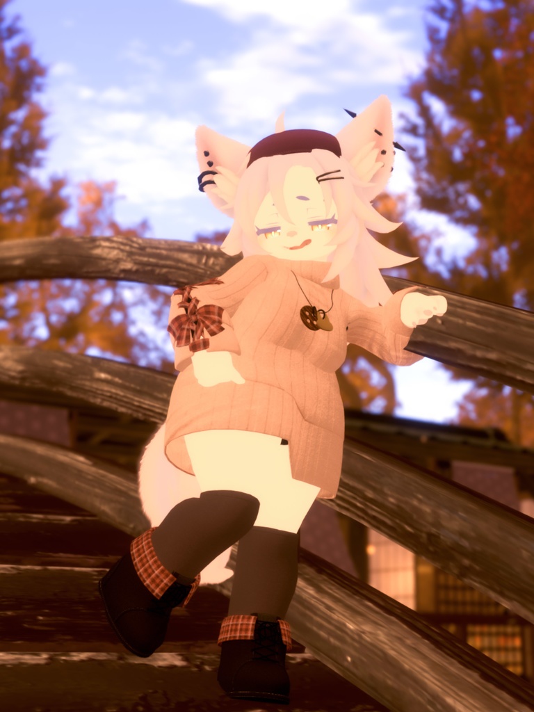【VRChat想定3Dモデル】ニットワンピコーデ「SugarMaple」