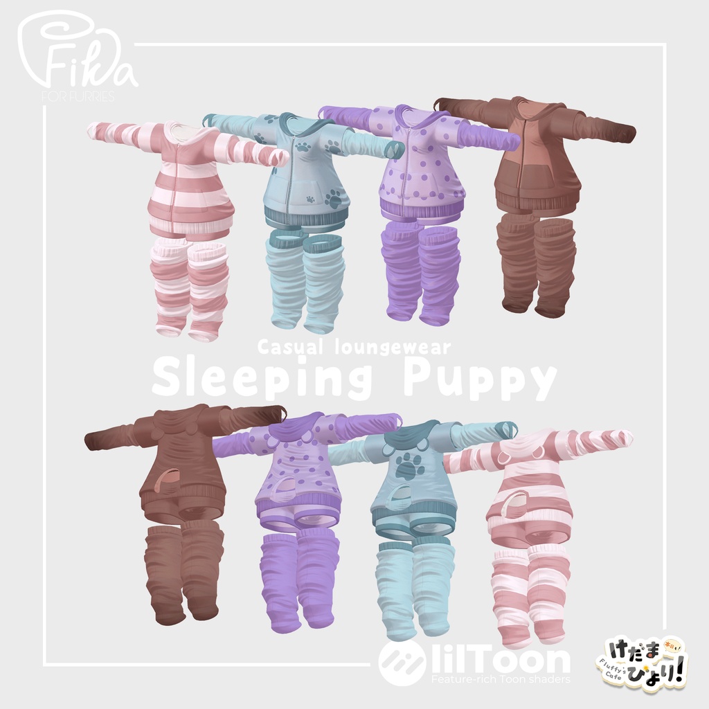 【VRChat想定3Dモデル】カジュアルルームウェア「SleepingPuppy」