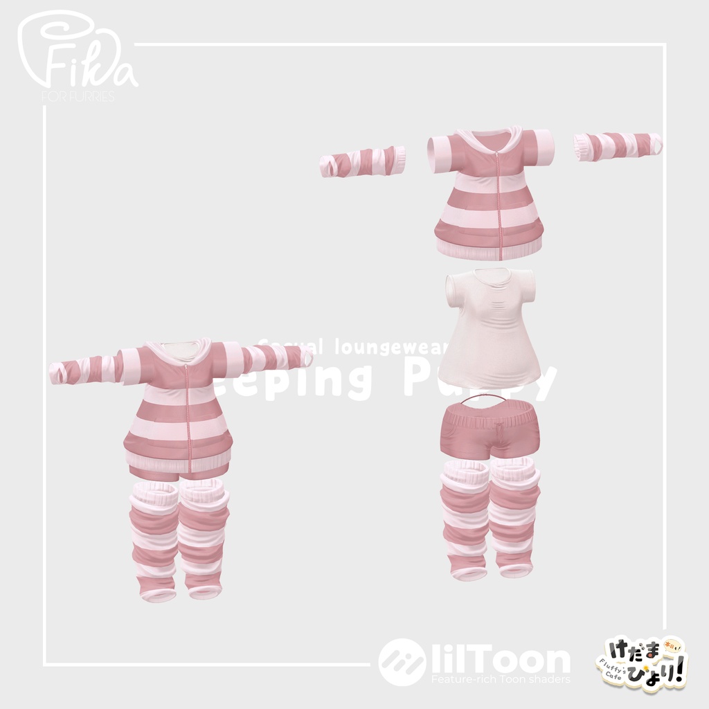 【VRChat想定3Dモデル】カジュアルルームウェア「SleepingPuppy」