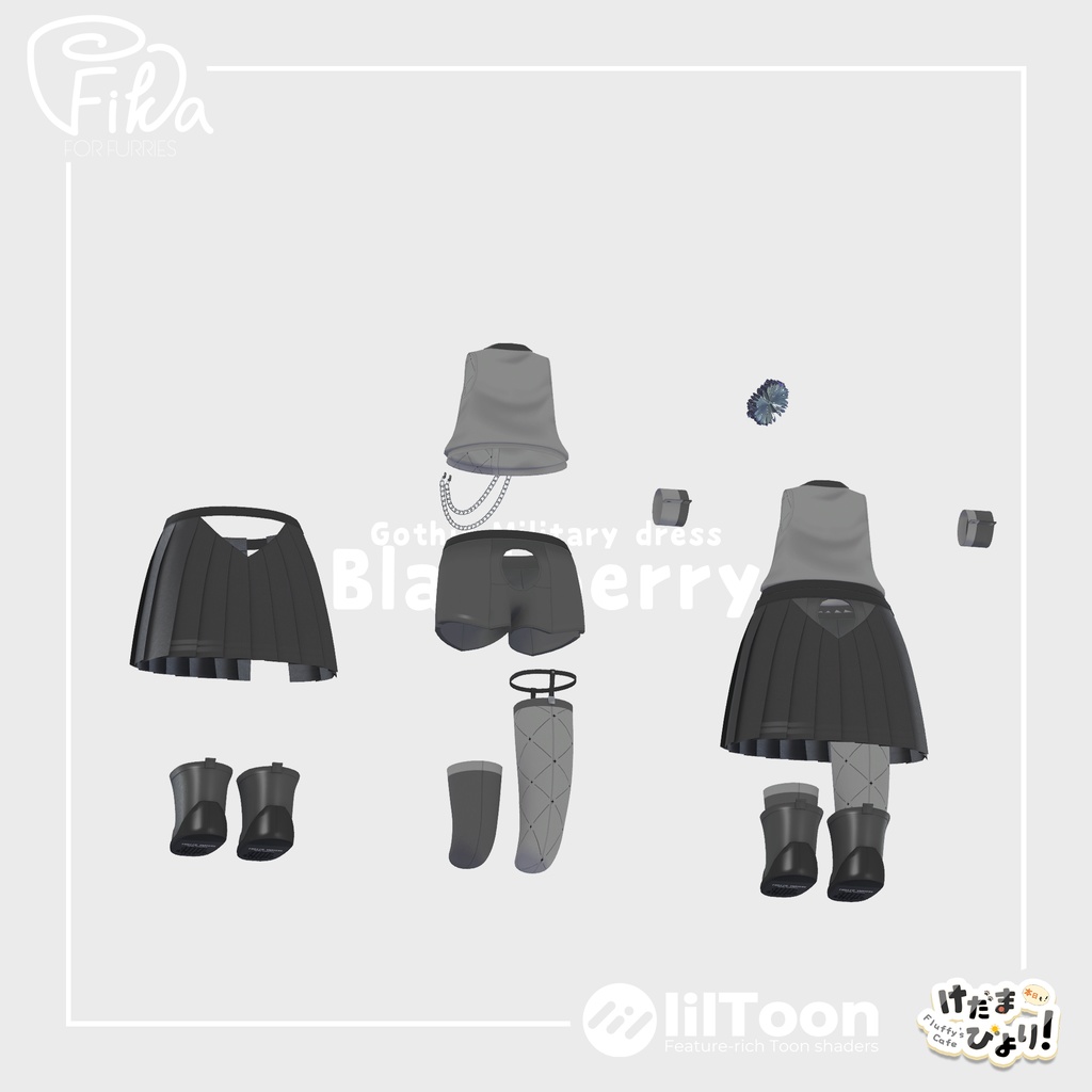 【VRChat想定3Dモデル】ミリタリードレス「Blackberry」