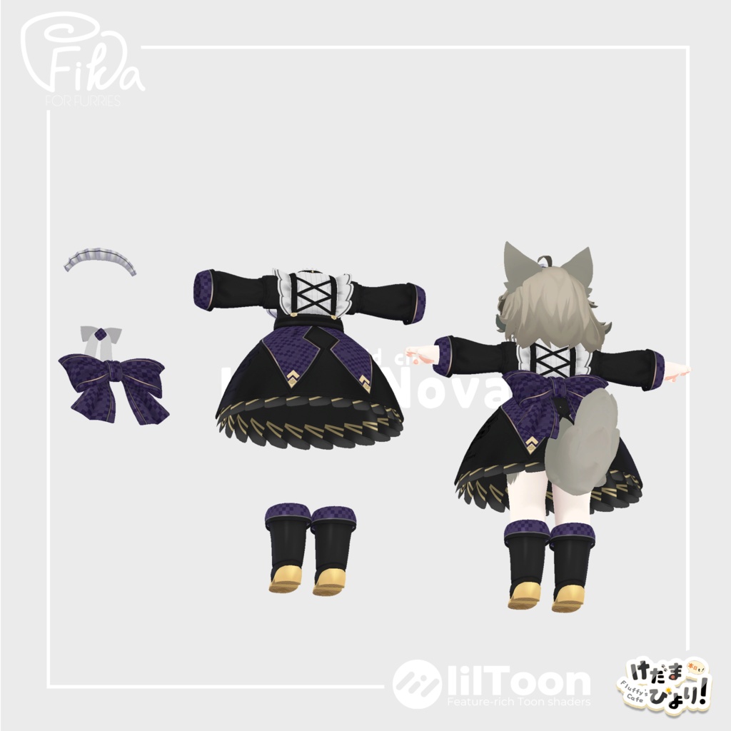 【VRChat想定3Dモデル】リナちゃん向けメイド服「LunaNova」