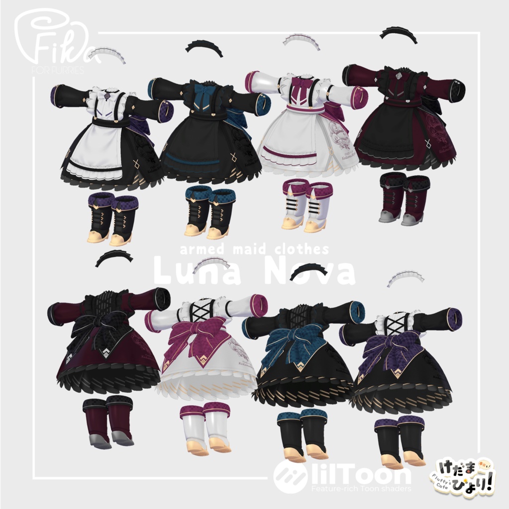 【VRChat想定3Dモデル】リナちゃん向けメイド服「LunaNova」